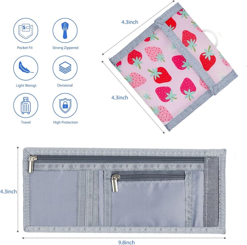 Maplerich Kids Trifold Wallet for Boys 4-12Years, Velcro Wallet with Card Holders, Perfect Children's Birthday Gift - Toddler Wallet for Boys, Trifold Wallet for Kids (strawberry) - Image 4